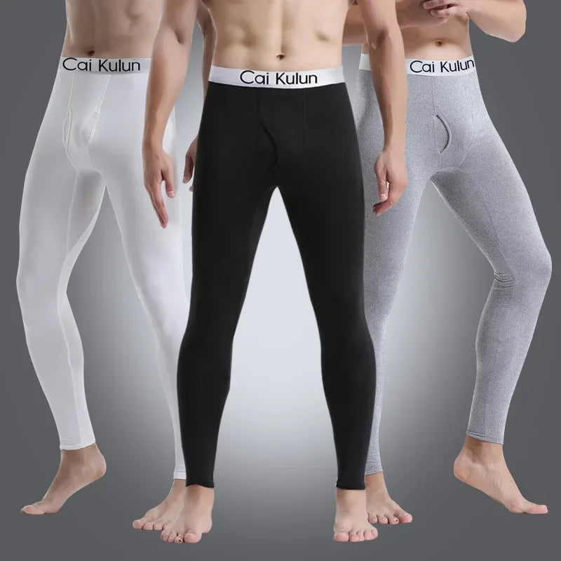 Warm Pants for Men with Plush and Thickened Autumn and Winter High Elasticity, Tight Fitting Sports Bottoms and Slim Fitting Pan