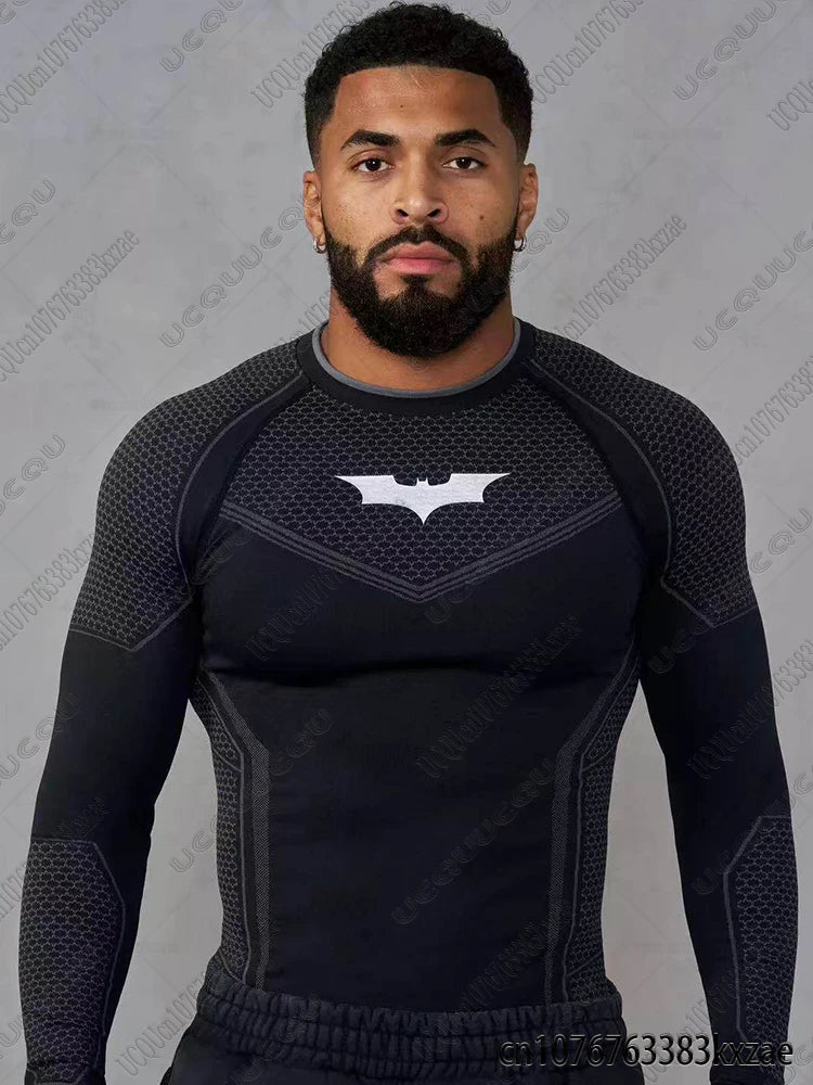 DC Batman Print Men's Sports Running Fitness Top Summer Breathable Quick Drying Long/Short Sleeve Classic Gym Tees Man Tops