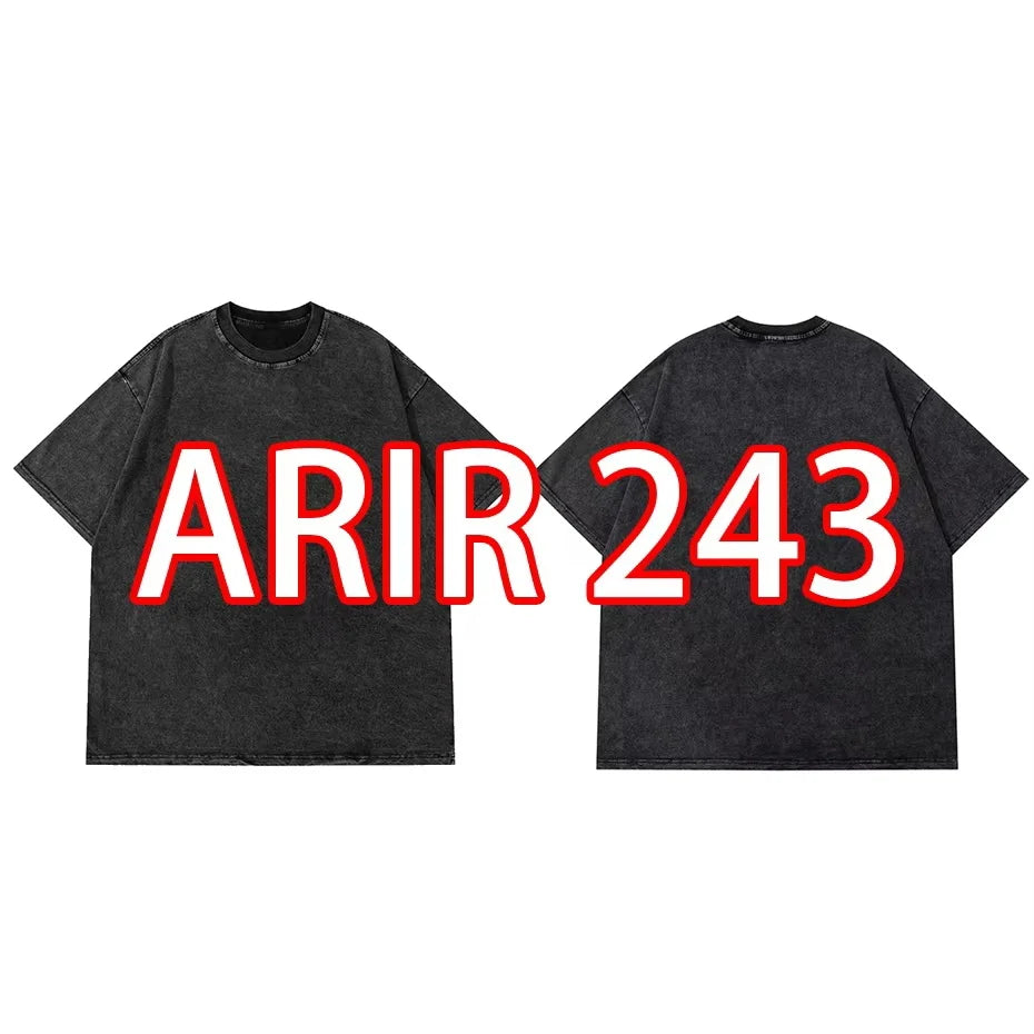 Anime Pain Printed T Shirt Men Retro Washed 100% Cotton Tops Tees Harajuku Tshirt Streetwear Hip Hop Male T-shirts 765