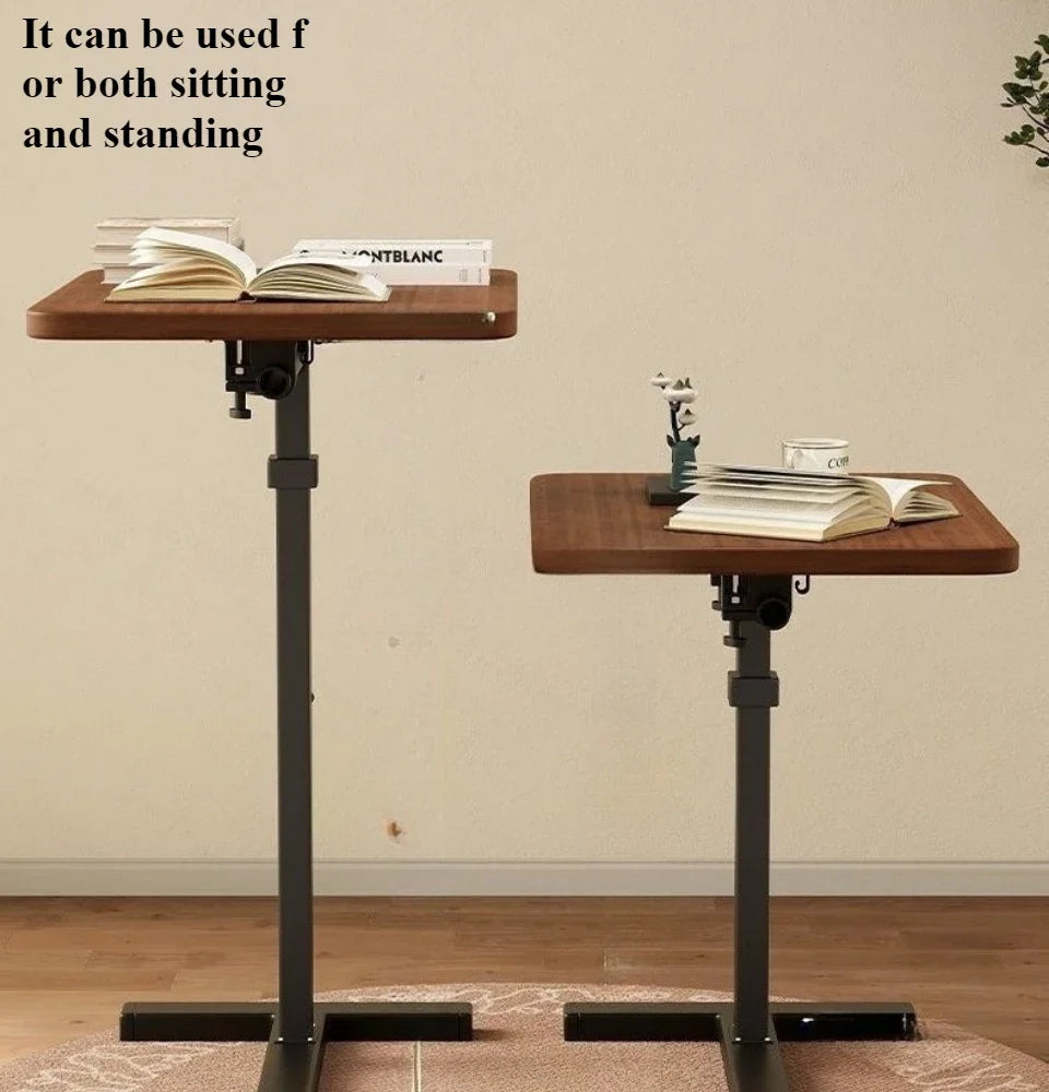 Stainless Steel Small Edge Table Bedside Table Household Mobile Desk Bedroom with Wheels Easy Lifting Learning Desk Workbench