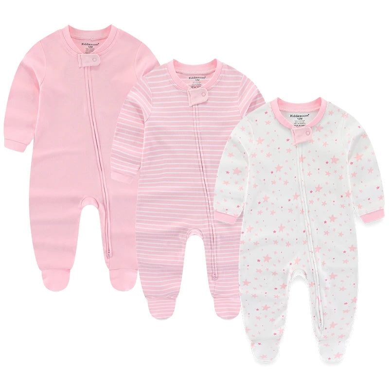 Cotton Baby Girl Clothes 3Pieces Cartoon New Born Baby Boy Clothes Sets Long Sleeve Autumn Footie Jumpsuits Zipper Spring Bebes