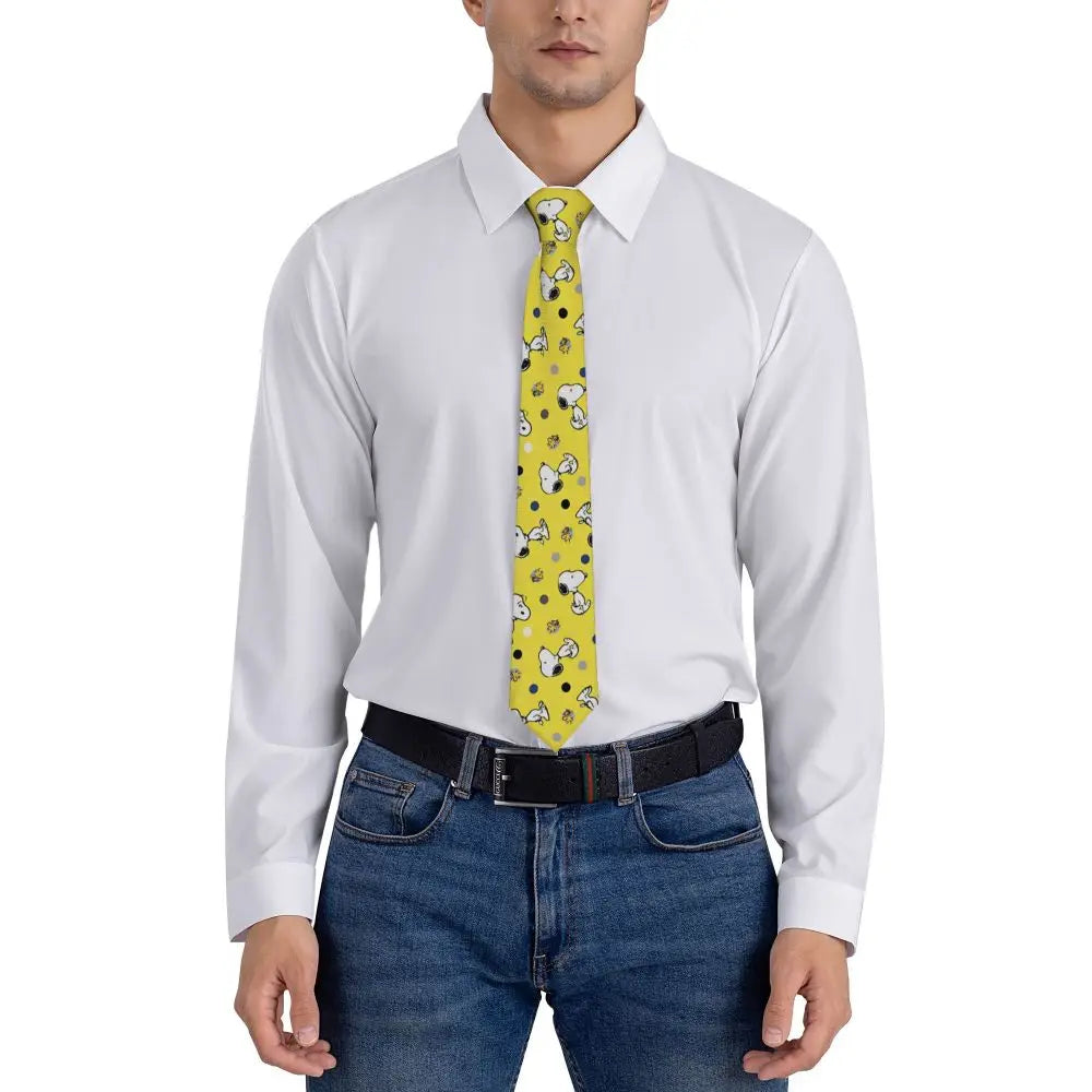 Snoopys & Woodstock Smile Giggle Laugh Neckties Silk 8 cm Neck Tie for Mens Shirt Accessories Cravat Wedding Accessories Office