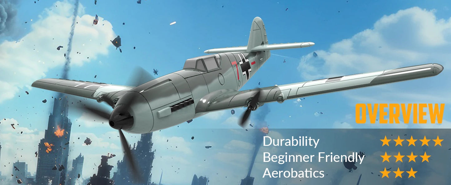 VOLANTEXRC BF109 RC Plane 2.4G 3CH Smart Balance EPP Gliders Fighter 400MM Fixed Wingspan With 6-Axis Gyro Stabilizer RTF Glider