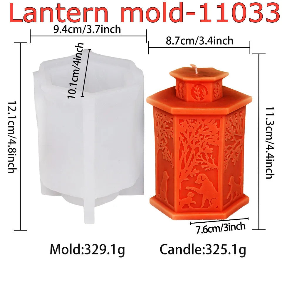 Eid Mubarak 3D Relief Lace Pillar Lantern Candle Mold Animal Plant Designs Ramadan Decor Christmas Handmade Taper Candle Making