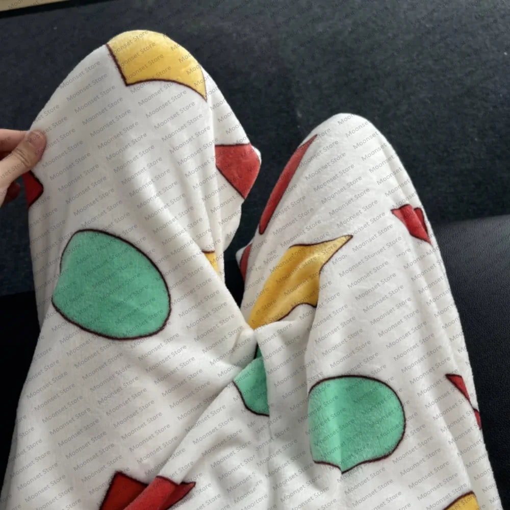 Pajama pants cute flannel trousers for autumn and winter warm fashionable loose casual cartoon and home women's trousers