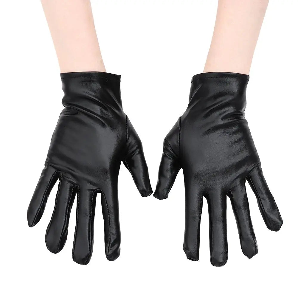 Men Women PU Mittens Gothic Punk Leather Gloves Black Gloves Dress Up Halloween Cosplay Hip-Hop Dance