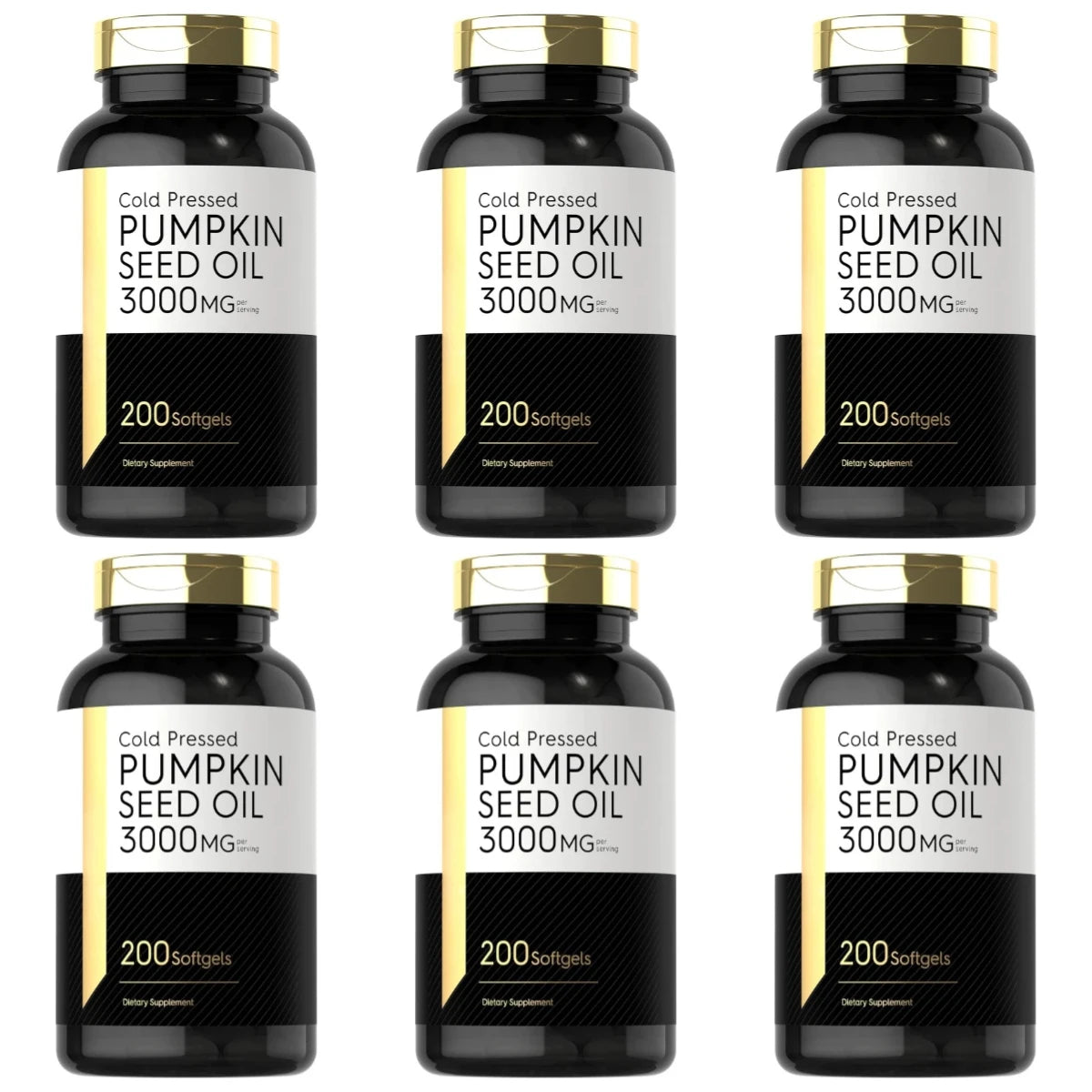 Pumpkin Seed Oil Capsules 3000mg Extract Body Essential Fatty Acids Cold Pressed Non-GMO Gluten Free 200 Count Supplement