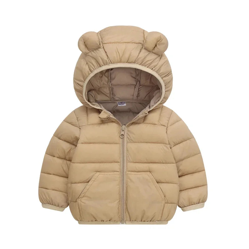 Winter Warm Down Coat Boys Hooded Jackets Autumn New Children Cotton Clothing Girls Thickened Casual Zipper Outerwear 2-6Y