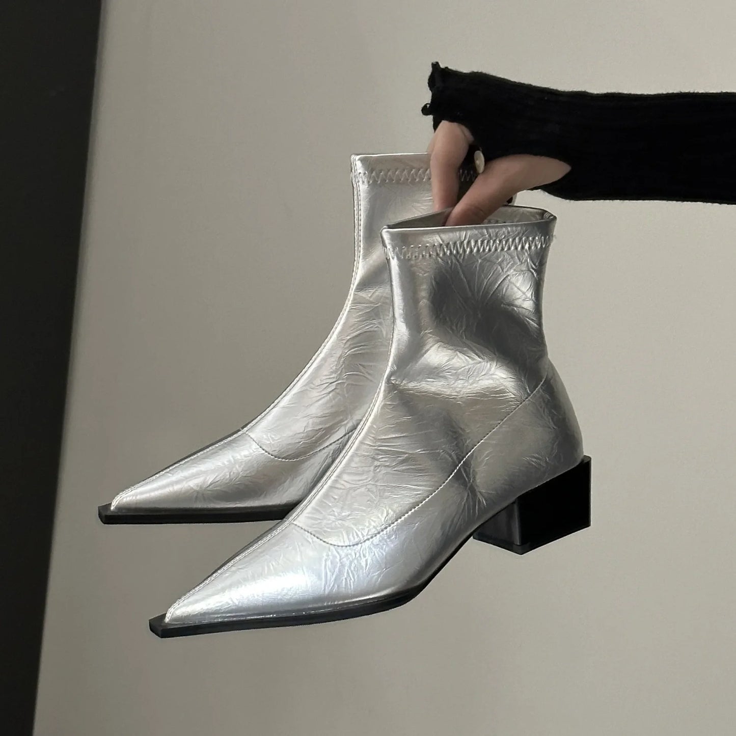 Autumn Women Ankle Boots Shoes Fashion Pointed Toe Ladies Short Boot Square Low Heel Casual Winter Women's Footwear 2024