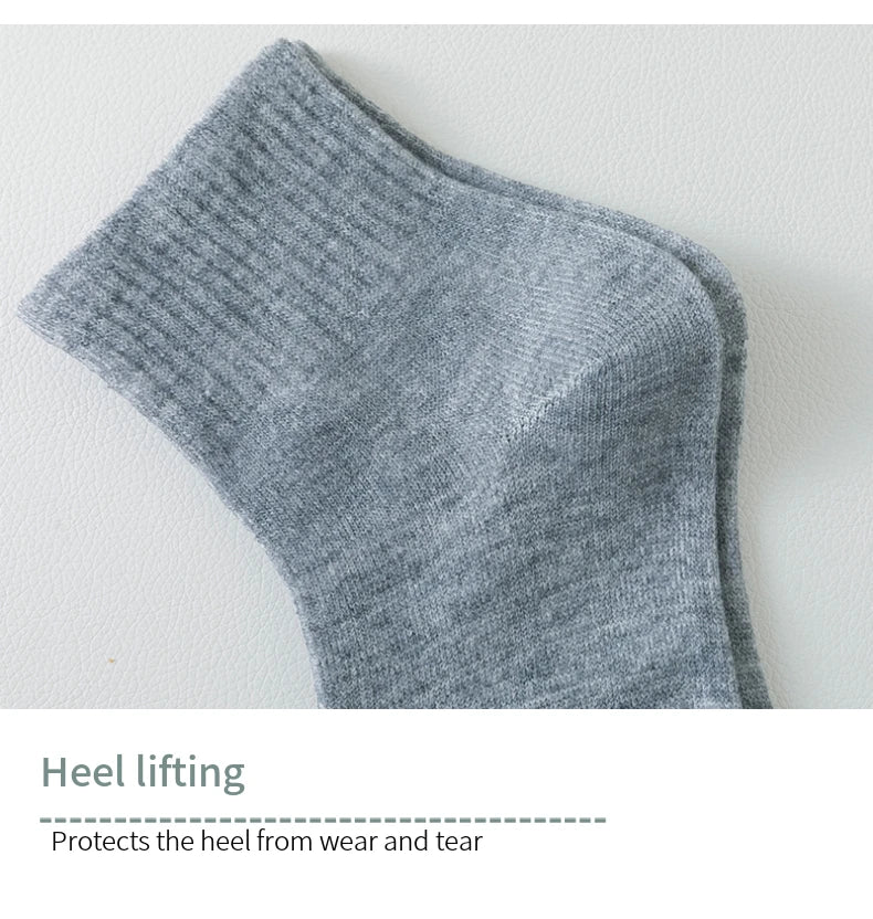 5/8 Pairs of MEN'S AND WOMEN'S Black Cotton Business Mid Length Soft and Warm Autumn/winter Solid Color Casual Socks