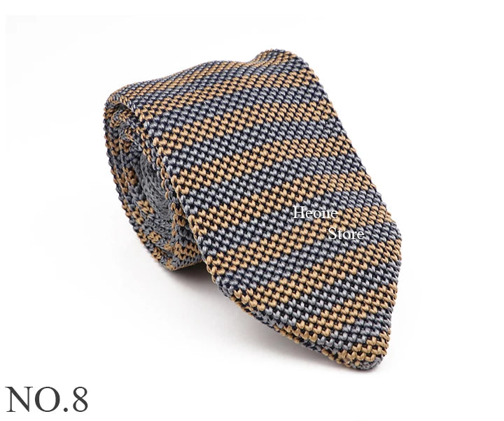 New Mens Knitted Ties Classic Striped Skinny Necktie For Business Wedding Party British Style Necktie Winter Neck Wear Accessory