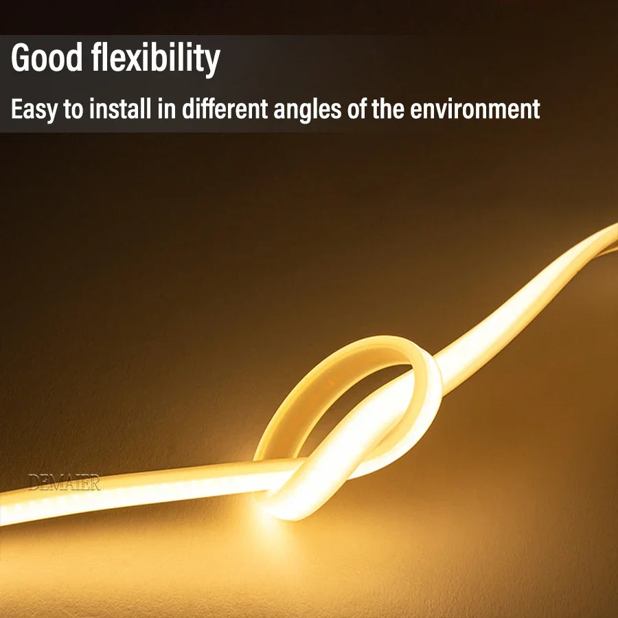 led Strip Brightness Waterproof COB LED Strip 220V Flexible Ribbon for Room Bedroom360 LEDS/m Kitchen Outdoor Garden Lighting