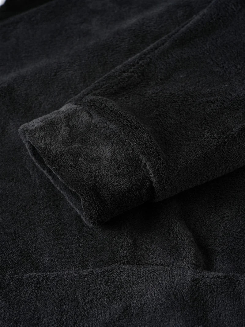 Autumn Winter Fashion Men's Hoodies Casual Trendy Solid Color coral fleece Long Sleeve pullover Loose Sweatshirts Male Hoodies
