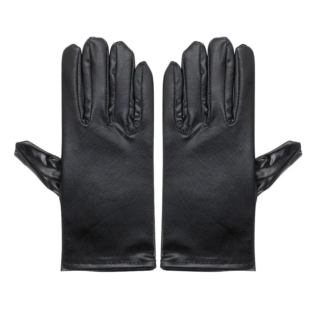 Men Women PU Mittens Gothic Punk Leather Gloves Black Gloves Dress Up Halloween Cosplay Hip-Hop Dance