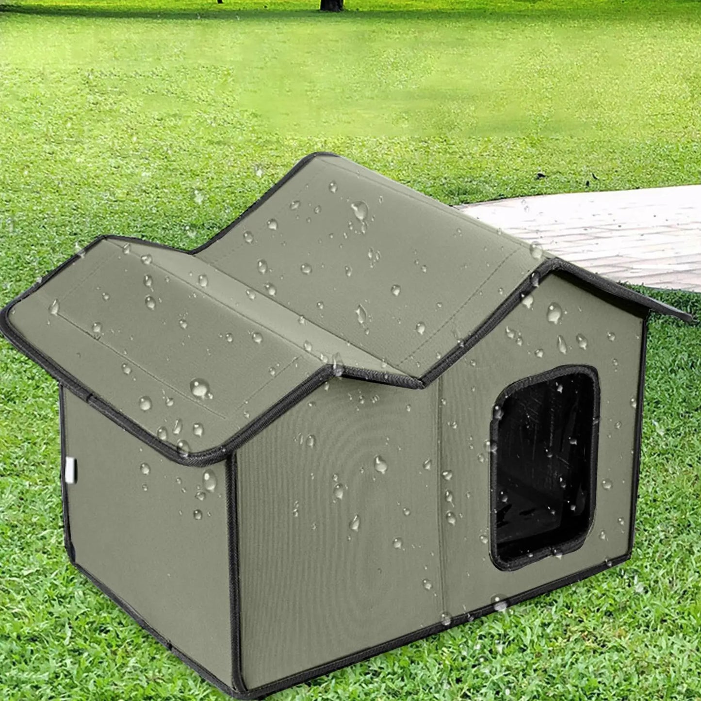 Feral Cat House Large Insulated Cat Shelter Waterproof Weatherproof Pet House with Transparent Door Washable Cat Hut for Cat Dog