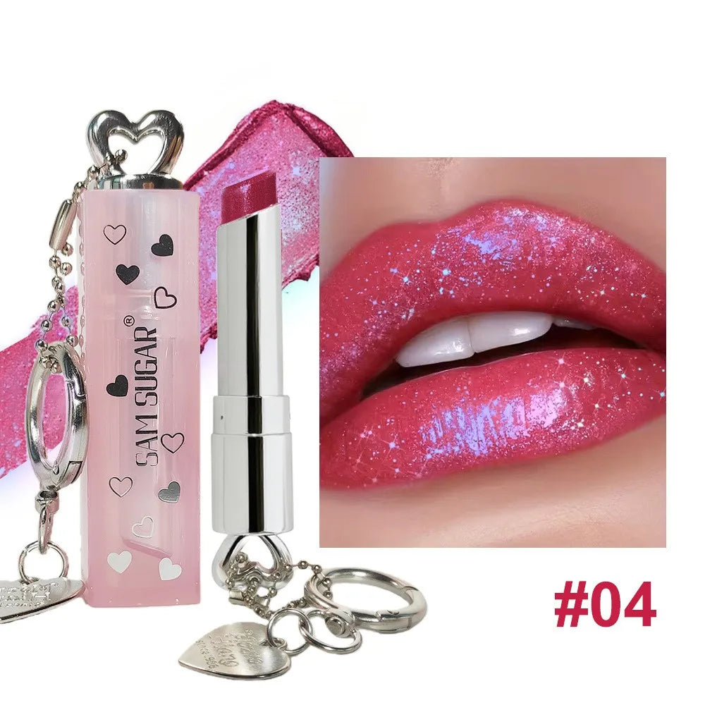 Pearl Love Pendant Sparkling Velvet Lipstick Metal Waterproof Long lasting Matte Diamond Lipgloss Women's Cosmetics