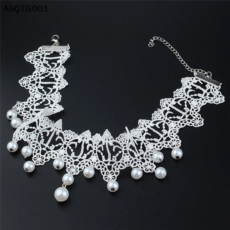 Creative Trendy Lace Pearl Necklace Romantic Jewelry Accessory for Women