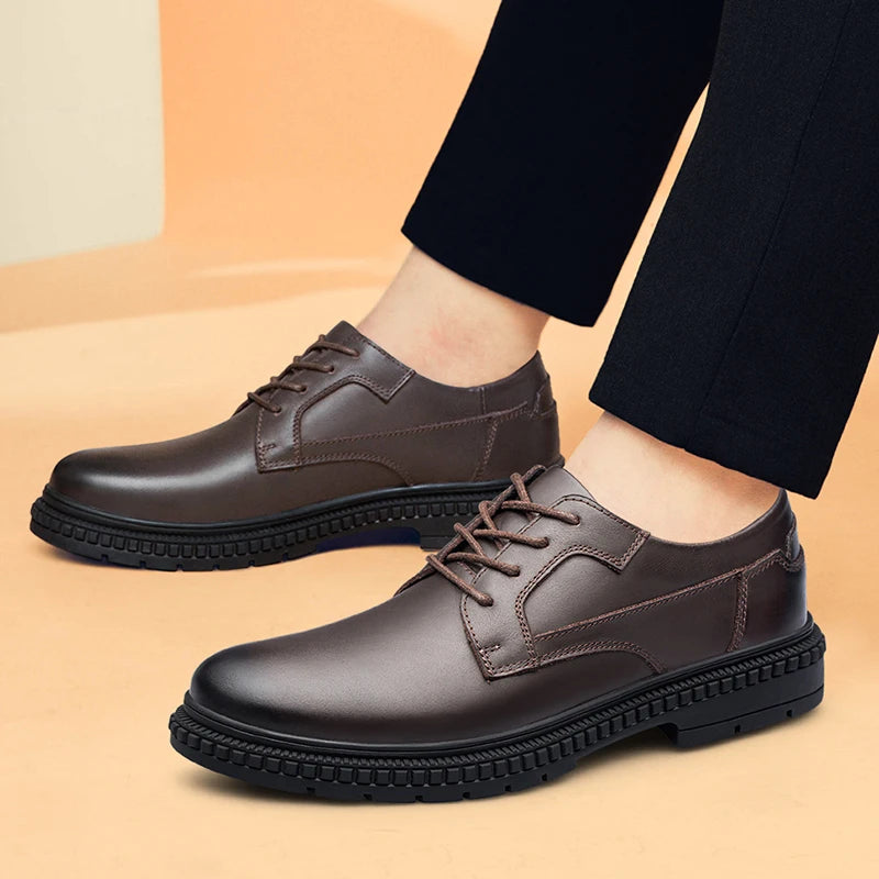 Classic Brand Men's Genuine Leather Casual Shoes Thick Soled Men's Workwear Business Shoes High-end Oxford Shoes Versatile