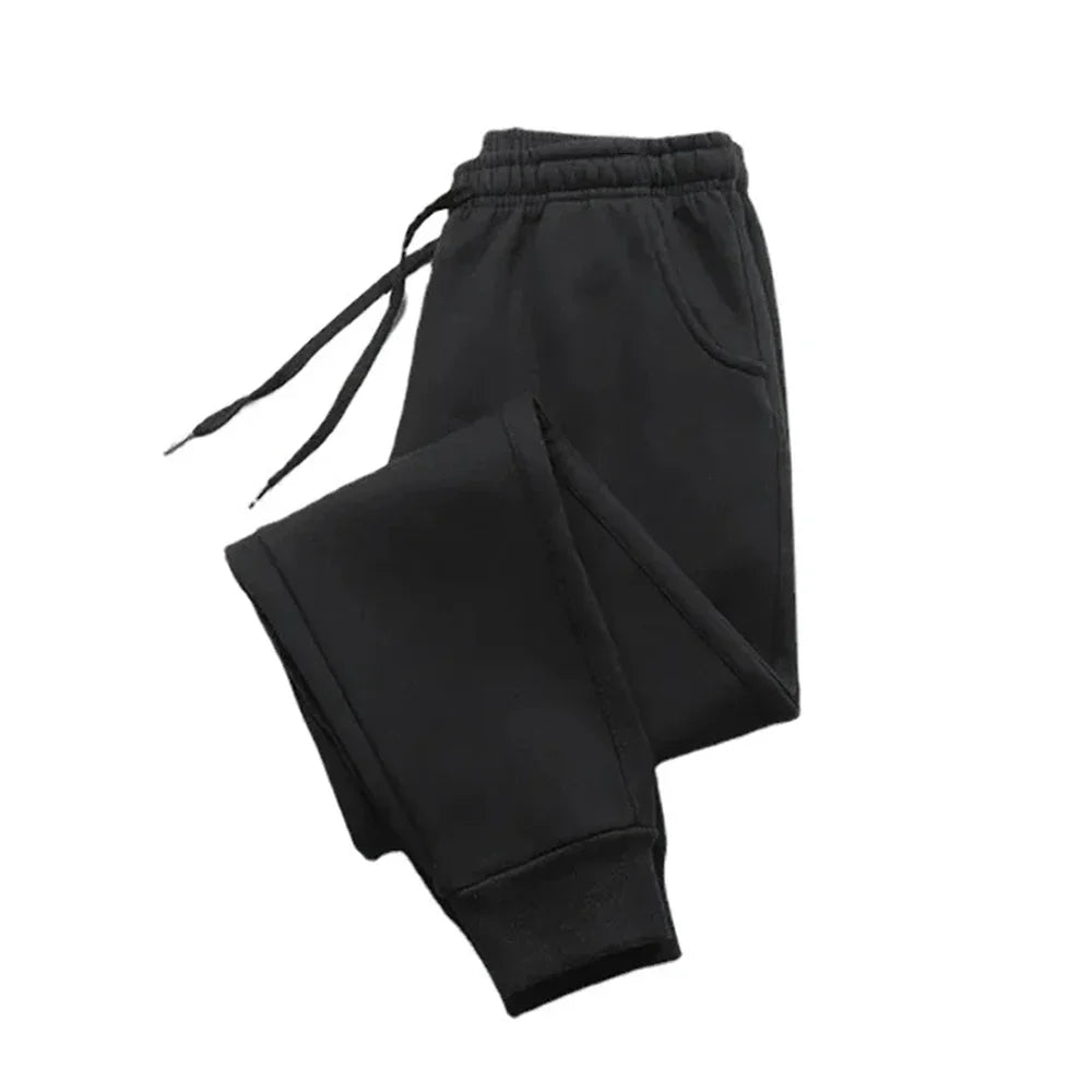Men's Casual Pants Autumn Winter Fleece Sweatpants Men Running Jogger Sports Gym Trousers Fashion Solid Color Workout Long Pants