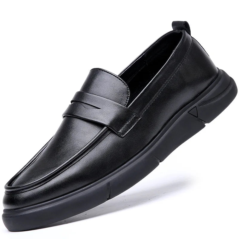 Genuine Leather Men's Business Leather Shoes Soft Soled Comfortable Men's Driving Shoes Loafers