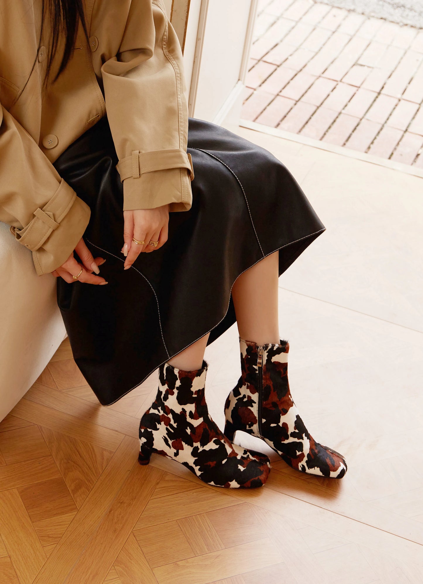 Genuine Leather Horsehair Square Toes Ankle boots,Fashion winter woman boots,knight boots, Modern High Heel boots Women pumps