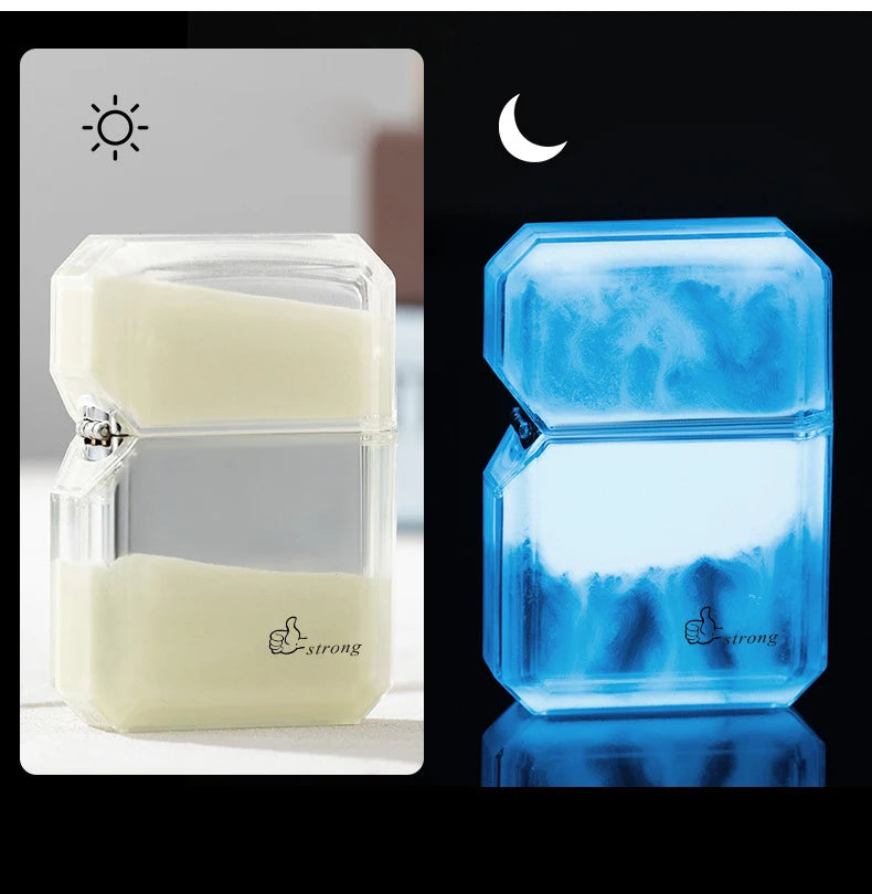 Unusual Quicksand Luminous Kerosene Lighter Inflatable Lighter Windproof Cigarette Lighter Smoking Accessories Men Gift Cool