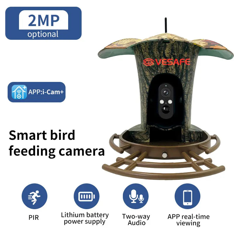 BF1 Smart Bird Feeding Camera 180° Wide Angle Lens 7m PIR Motion Sensor Support Solar Panel Power Supply Multi-color Option