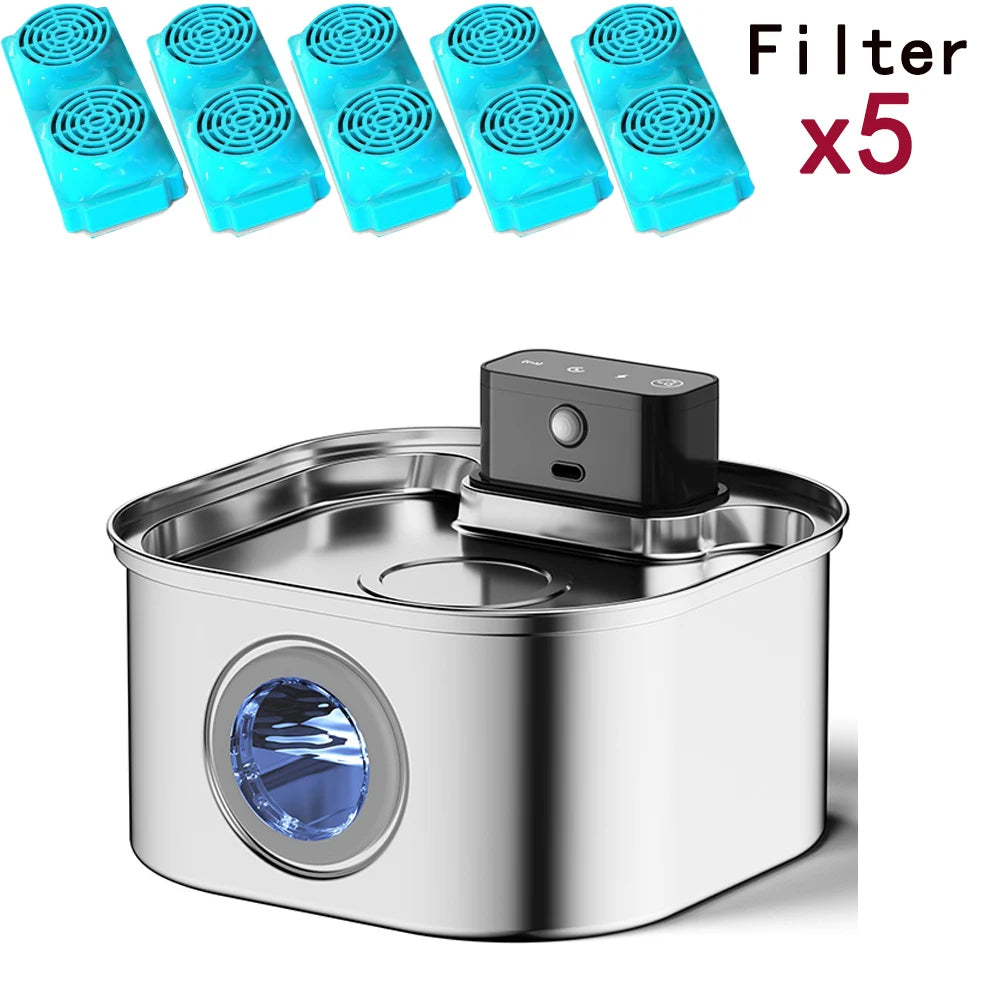 Stainless Steel Wireless Cat Water Fountain 4000mAh Pet Water Dispenser For Dog Cat Infrared Sensor Smart Pet Drinkier Fountain