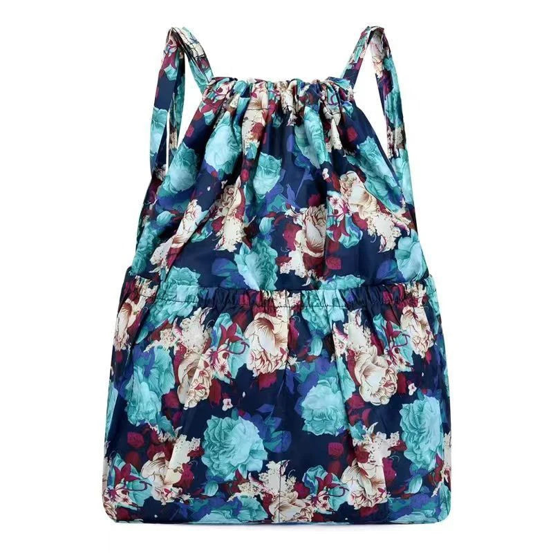 Women's Backpack Drawstring Large Capacity Lightweight Leisure Minimalist Portable Shopping Travel Bag Fitness Sports Bag