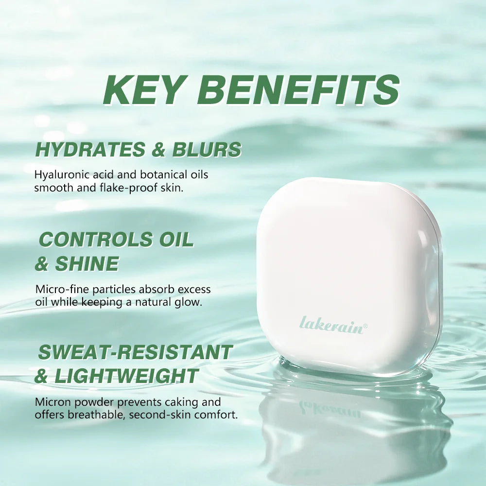 Lakerain Blurring Oil Control Powder Smooth Matte Finish Sweat Humidity Resistant Leak-Proof Design Blurring Hydrating Powder