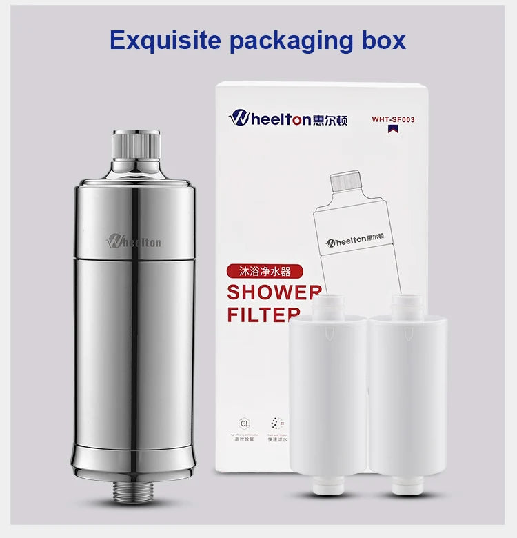 Wheelton Household Shower Water Filter - Filter Water Reduces Chlorine Heavy Metal  Sediment Improves Dry Itchy Skin & Hairloss