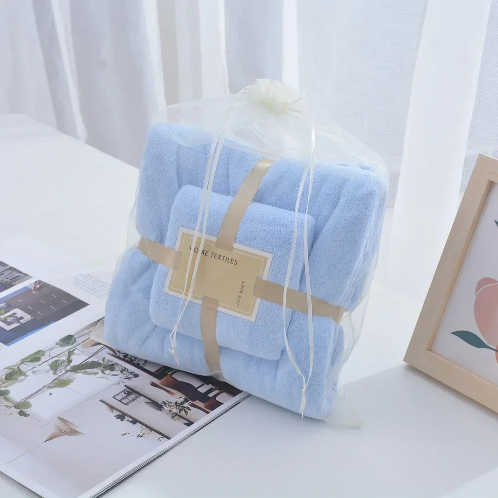 Cotton Bath Towels for Adults, 70x140cm 35x75cm 2pcs, High Absorbent Soft Bath Towel + Face Towels, Luxury Super Large Towel Set