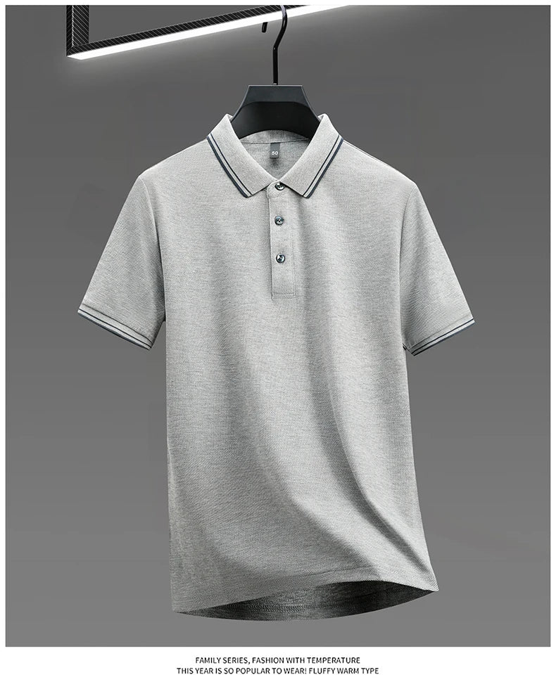 100% pure cotton men's polo shirt summer fashion casual short sleeved comfortable luxury new simple solid color lapel T-shirt