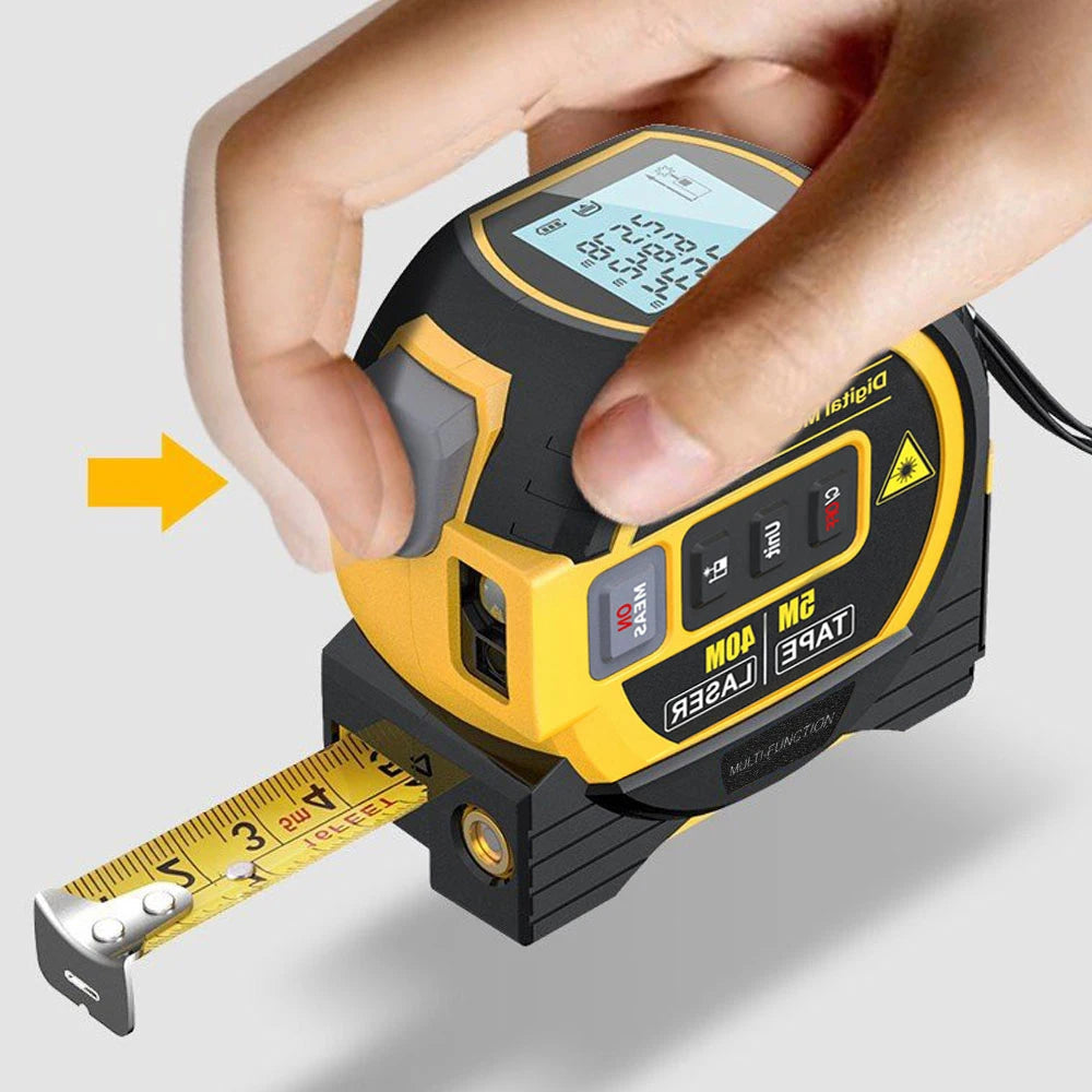 3in1 Laser Rangefinder Tape Measure Ruler 5m LCD Display with Backlight Distance Meter for Building Measurement Area & Volumes C