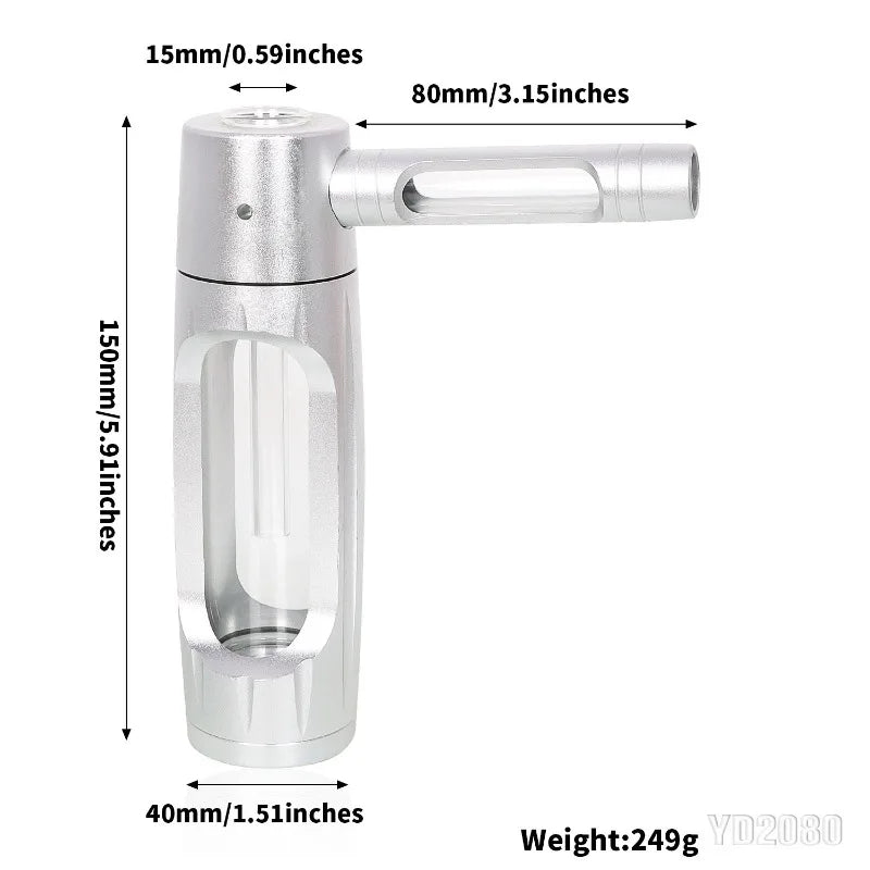 HOT Evil 155mm Dry Burning Grass Smoking Pipe Portable Aluminum Alloy&Glass Tobacco Pipes Hookah Shisha Pipa Smoking Accessories