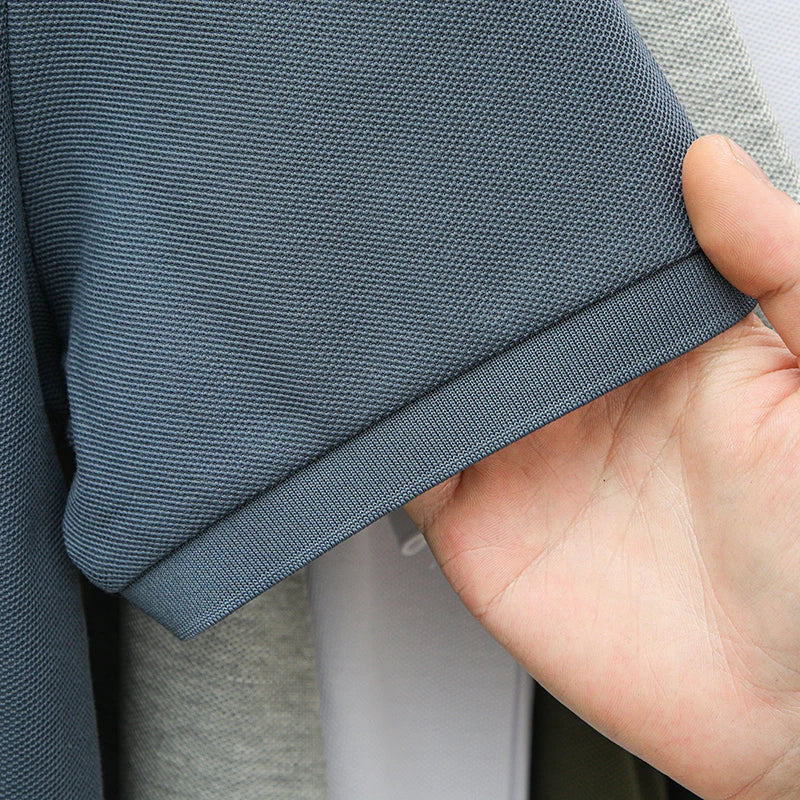 100% pure cotton men's short sleevedsolid color T-shirt summer new luxury brand business casual exquisite embroidery polo shirt