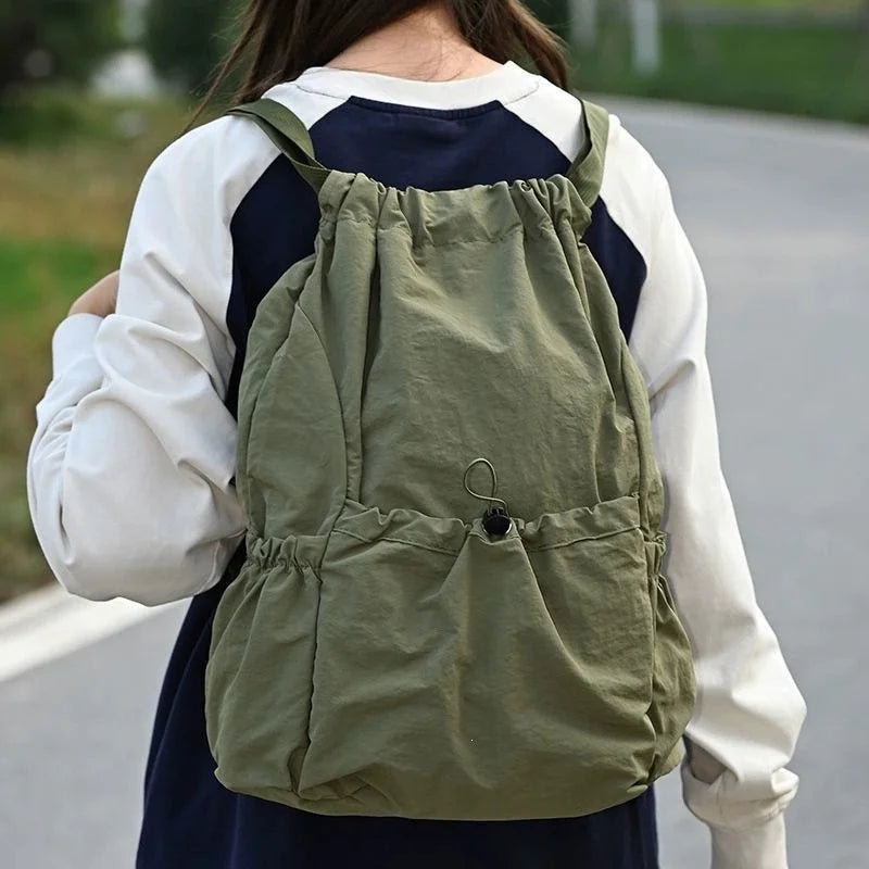 Fashionable Lightweight Drawstring Backpack: Large-Capacity Waterproof Sports Bag for School, Books, Outdoor Activities, Travel
