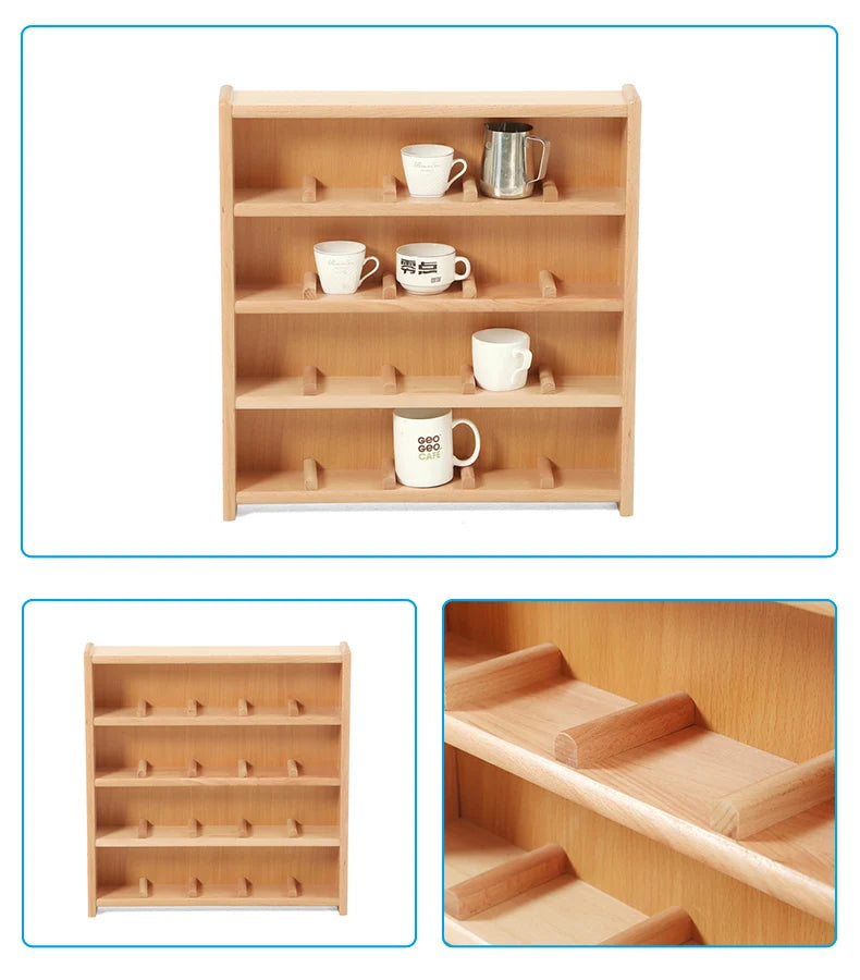 Montessori Furniture Kids Beachwood Shelf/ Cabinet/ Table/ Rug Stand/ Cupboard Materials for Kindergarten Childcare Center