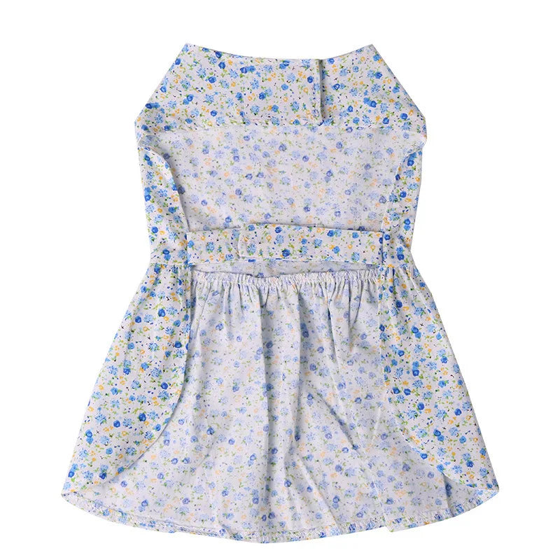 Pet Clothing Floral Print Dog Dress Summer Flower Pattern Pinafore Dress for Puppy Teddy
