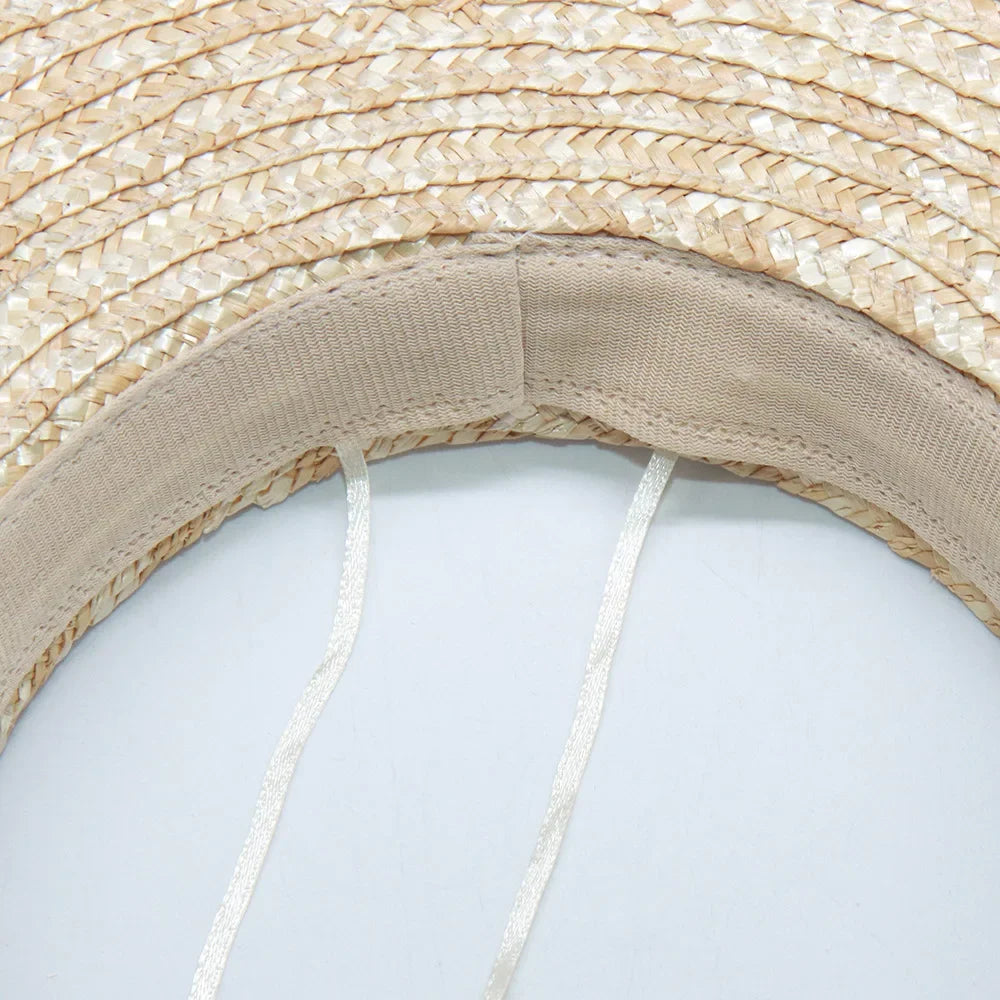 Summer Empty Top Round Sun Hats for Women Elegant Wide Large Brim Beach Straw Hat Casual Panama Caps Uv Protection Cap Sombrero