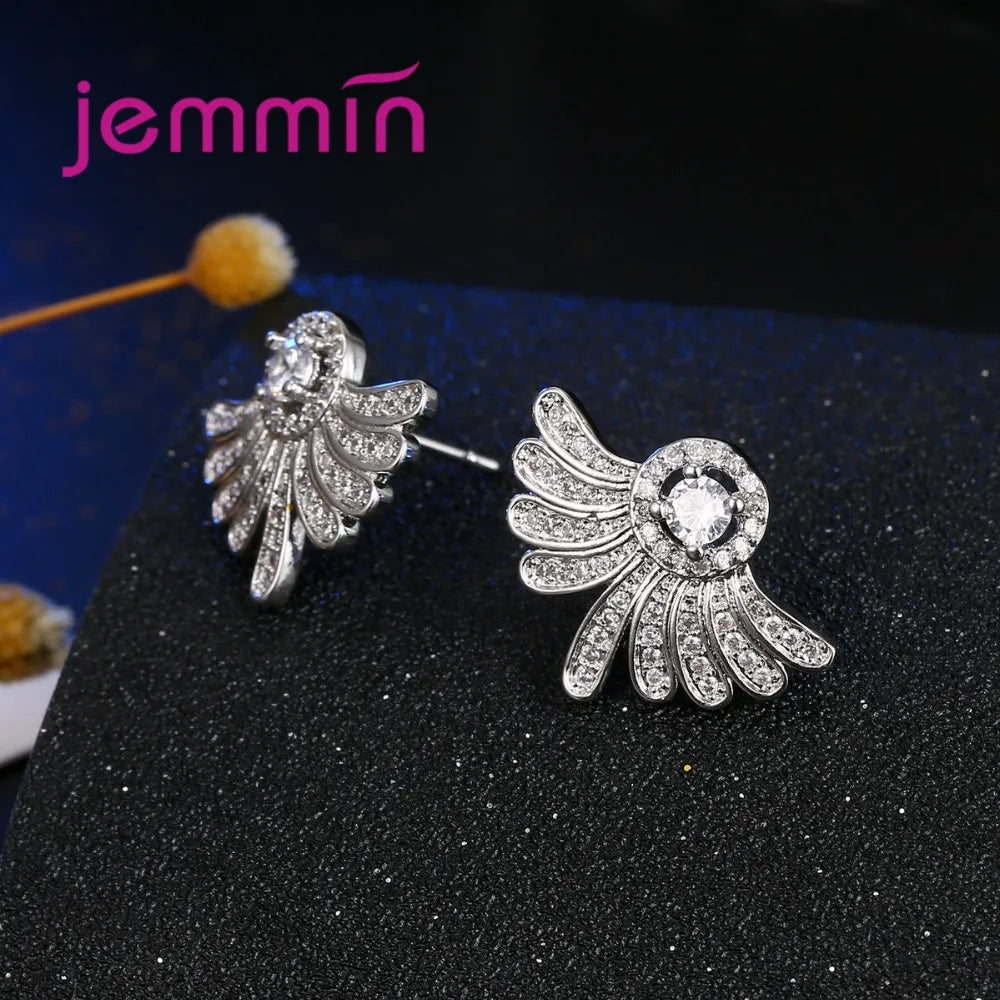 Brand Genuine 925 Silver Necklace Earrings Wedding Jewelry Sets Fashion Bridal Shinning Crystal Jewellery Set for Women Gift