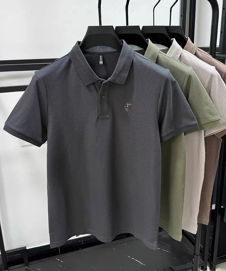 100% pure cotton new men's short sleeve summer comfortable breathable polo shirt high-end brand designer embroidered T-shirt top