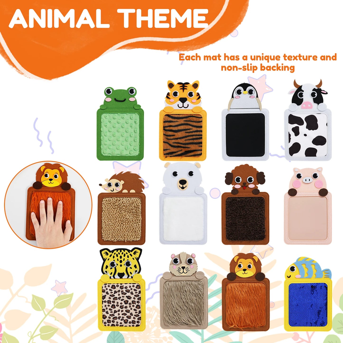 Felt Sensory Mats for Autistic Children Cartoon Animal Cognition Tiles Textured Pads Developmental Preschool Education Toys
