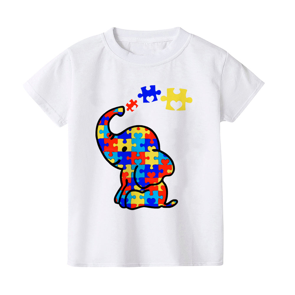 Autism Awareness Kids Tshirt Toddler T-shirt Boy Girl Clothes Autism Heart Chilld Shirt Care for Autistic Patients Children Tee