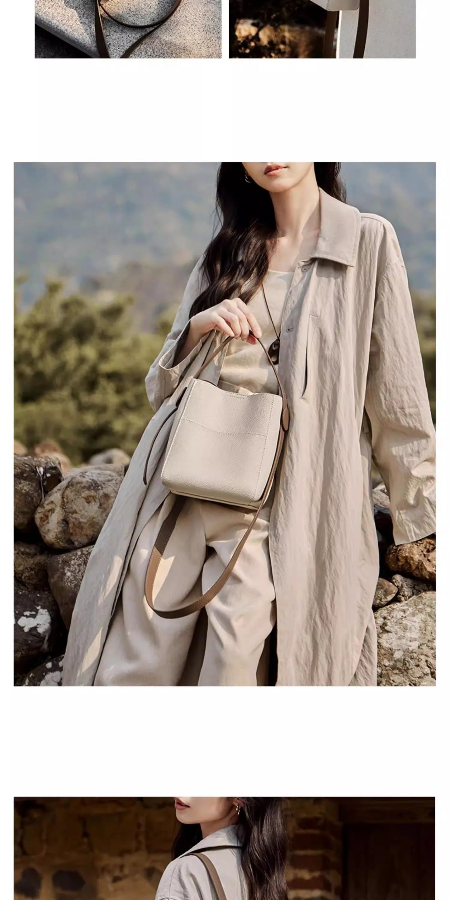 Women's Bags 2026 New Trendy High-End Fashion Small Bucket Bag Women's Crossbody Bag Women's Genuine Leather Handbag