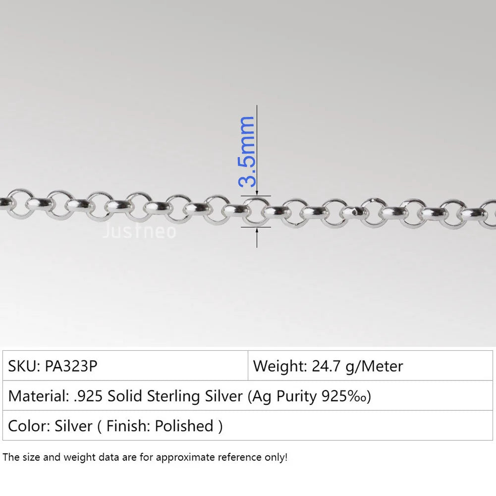 Silver Rolo Chain, 925 Silver Belcher Chains,Sterling Silver Rollo/Rolo Link Cable Chain for jewelry making Sterling Sil