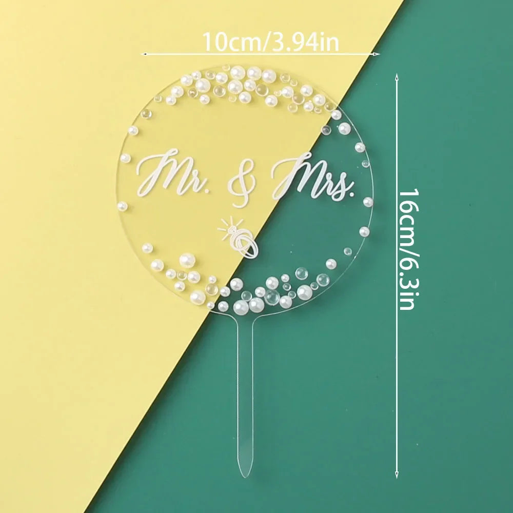 Mr and Mrs Cake Topper Bride and Groom Sign Wedding Engagement Cake Toppers Decorations