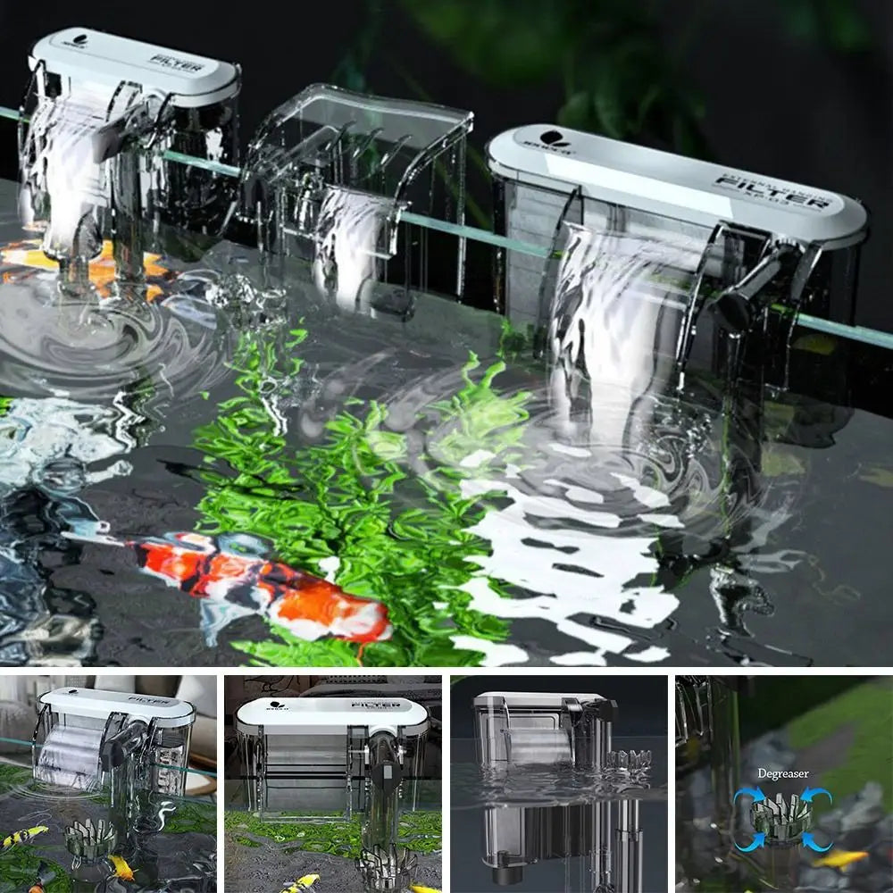 waterfall Fish tank filter 3 in 1 wall-mounted Waterfall Filter Box Silent Built-in Circulating Water Purifier for Home