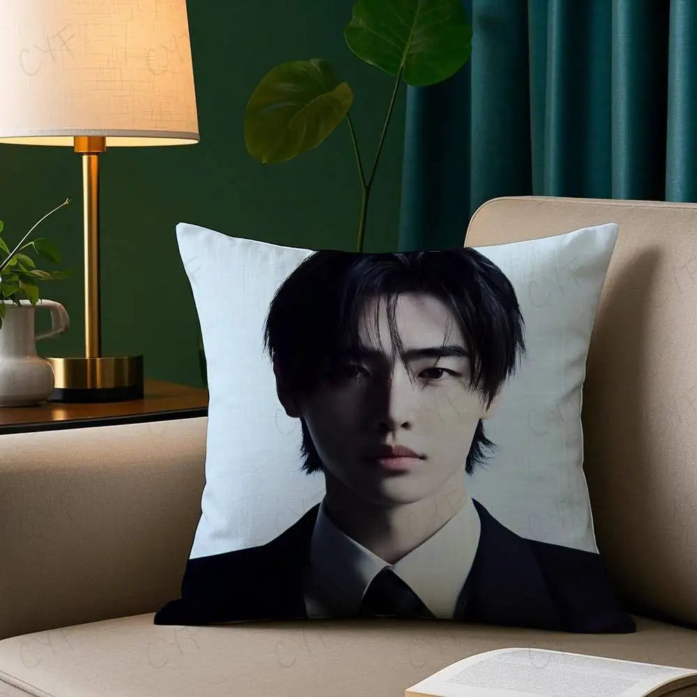 Kpop Singer P-Park Sunghoon Pillow Case Anti-dustmite Pillowcase Invisible zipper silky short plush Sofa cushion cover