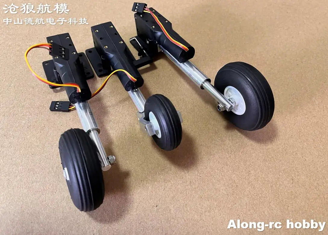 RC Plane Models Parts Height 111mm Retractable Landing Gear with PU Wheels for 2-3.5kg Hobby Airplane Aircraft DIY Jet Fighter